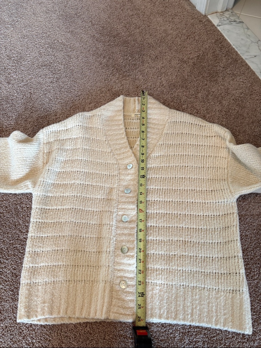 Bellerose Cream Ribbed Button-Up Women's Cardigan - Picture 5 of 7